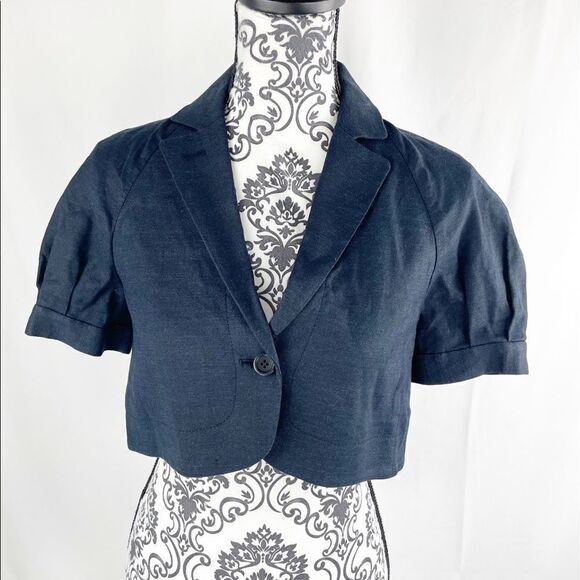 Theory Claude Cropped Linen Silk Jacket - Picture 1 of 9